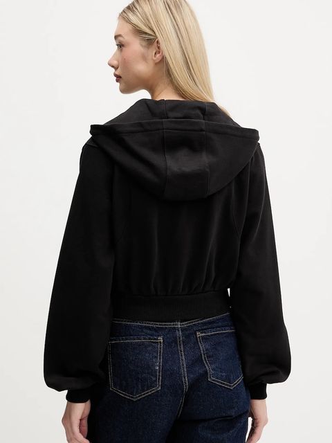 Tommy Jeans bluza bawełniana damska kolor czarny z kapturem gładka DW0DW21590