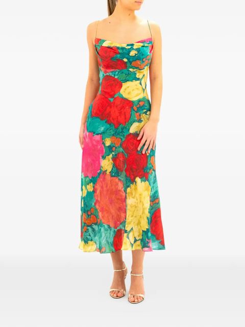 Balmain floral cowl-neck midi dress - Green - zdjęcie produktu nr 2