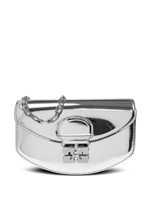 GANNI metallic-effect clasp chain mini bag - Grey - zdjęcie produktu nr 1