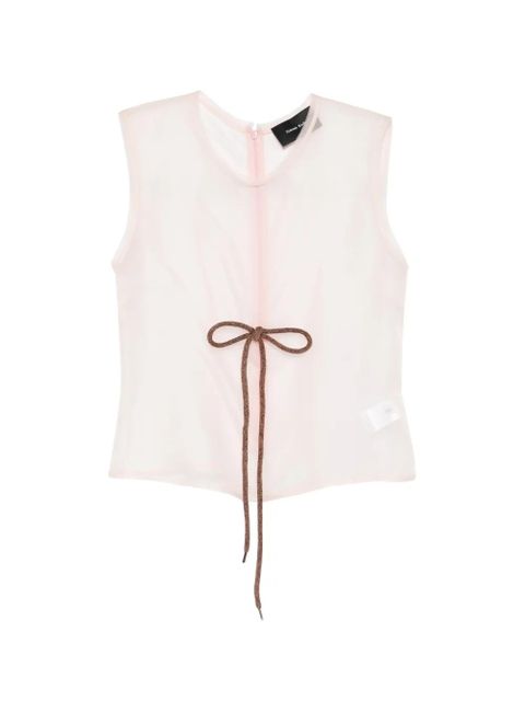 Simone Rocha sheer frayed contour top - Neutrals - zdjęcie produktu nr 1