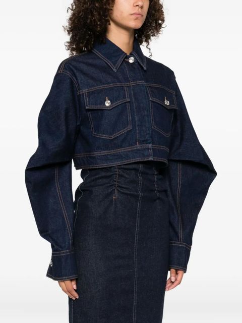 Sportmax curved-sleeve denim jacket - Blue