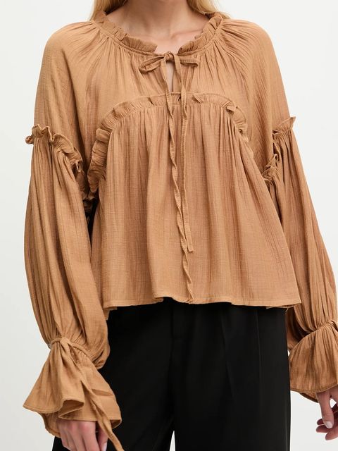 Answear.LAB bluzka damska kolor brązowy gładka