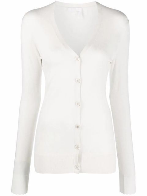 Chloé scallop-cuff wool cardigan - Neutrals - zdjęcie produktu nr 1