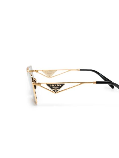 Prada Eyewear triangle-logo rectangle-frame sunglasses - Gold