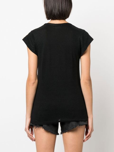 MARANT ÉTOILE Zankou linen short-sleeve top - Black