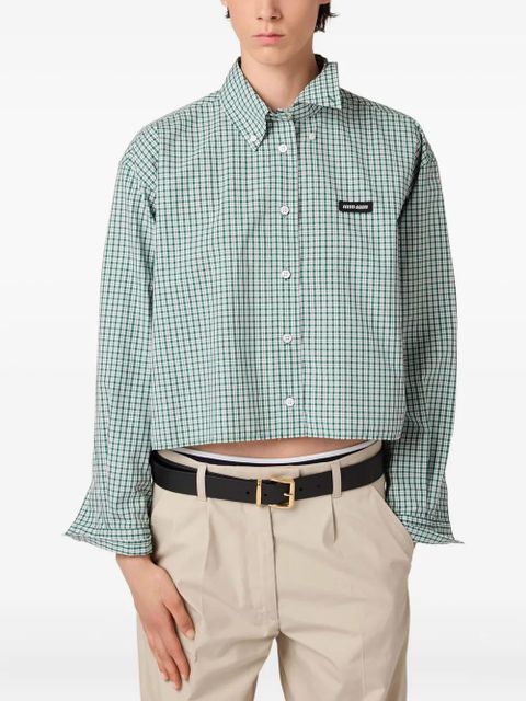 Miu Miu Gingham-check cropped shirt - Green