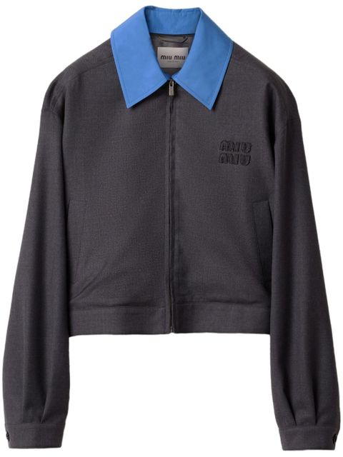 Miu Miu gabardine-weave bomber jacket - Grey - zdjęcie produktu nr 1