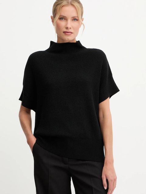 Patrizia Pepe sweter z dodatkiem wełny damski kolor czarny lekki z półgolfem 2K0351 K9O3A - zdjęcie produktu nr 1