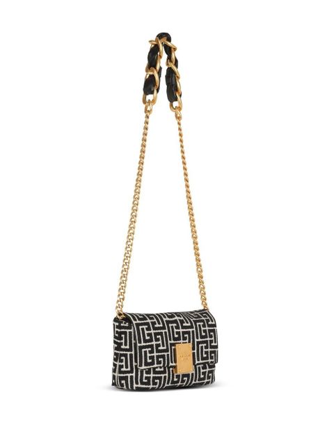Balmain 1945 Soft jacquard monogram shoulder bag - Black