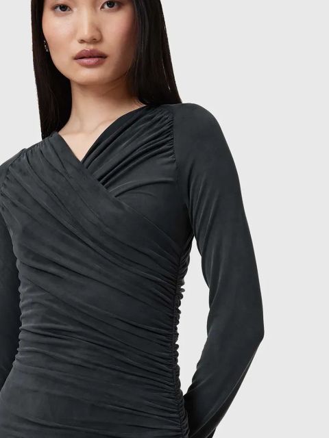 AllSaints sukienka HANAKO CUPRO kolor czarny maxi dopasowana W015DC