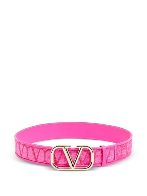 Valentino Garavani Toile Iconographe fabric belt with leather details 40mm - Pink - zdjęcie produktu nr 1