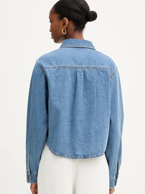 Morgan koszula jeansowa damska kolor niebieski regular z kołnierzykiem klasycznym CBLING