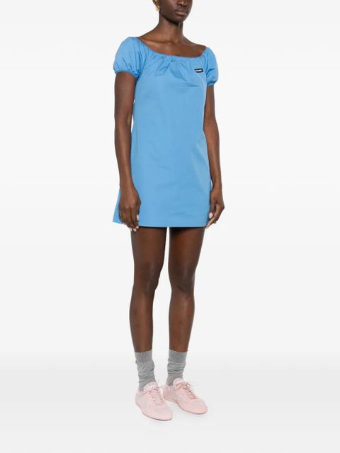 Miu Miu logo-patch mini dress - Blue - zdjęcie produktu nr 2