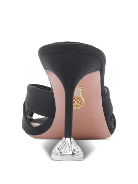 Aquazzura 85mm embellished satin heeled sandals - Black