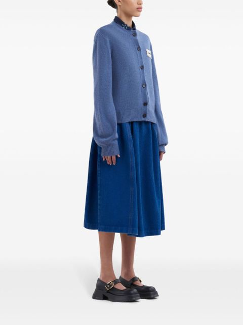 Marni logo-patch cashmere cardigan - Blue - zdjęcie produktu nr 2
