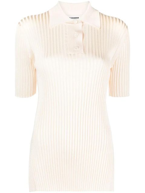 Jil Sander wide-ribbed polo shirt - Neutrals - zdjęcie produktu nr 1