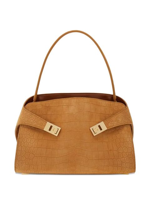 Ferragamo medium Hug suede shoulder bag - Brown - zdjęcie produktu nr 1