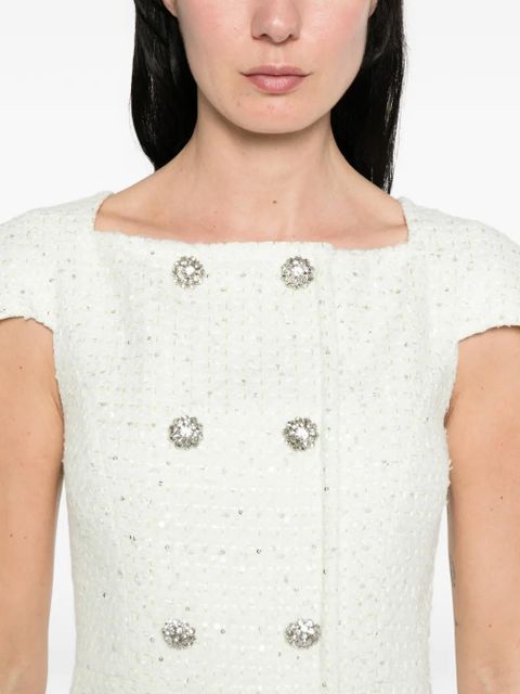 Self-Portrait bouclé mini dress - Green