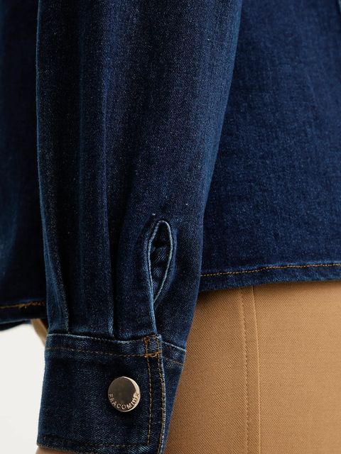 Fracomina koszula jeansowa damska kolor niebieski regular z kołnierzykiem klasycznym FS25WT6004W78201