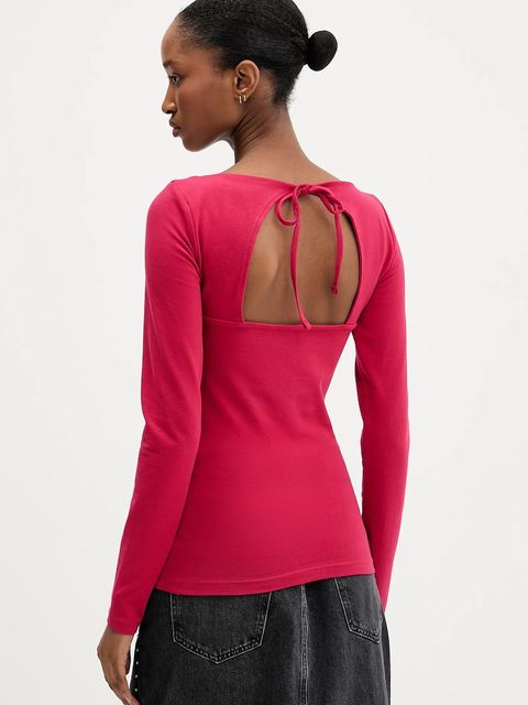 Tommy Jeans longsleeve kolor różowy DW0DW21548