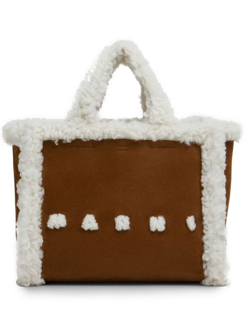 Marni shearling-trim tote bag - Brown - zdjęcie produktu nr 1