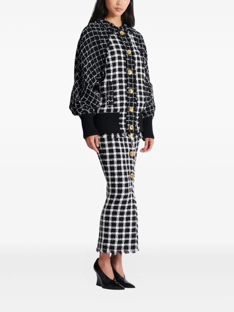 Balmain tweed button bomber jacket - Black