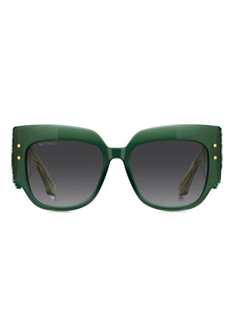 ETRO blossom-embellished square-frame sunglasses - Green - zdjęcie produktu nr 1