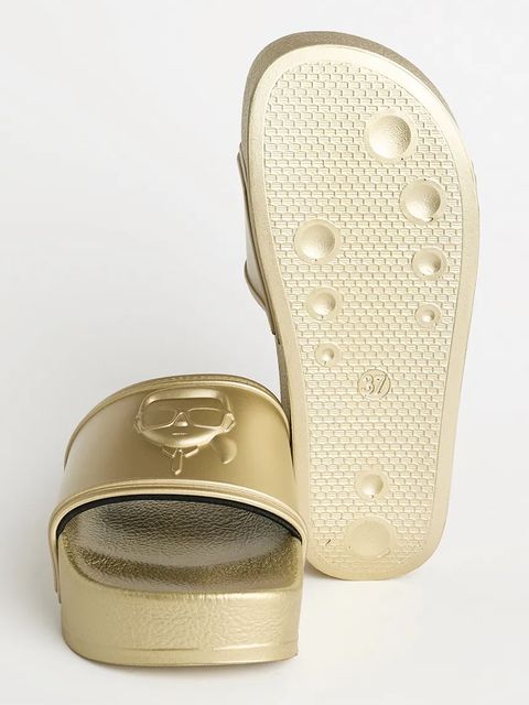 Karl Lagerfeld klapki KONDO MAXI damskie kolor złoty na platformie KL80819M