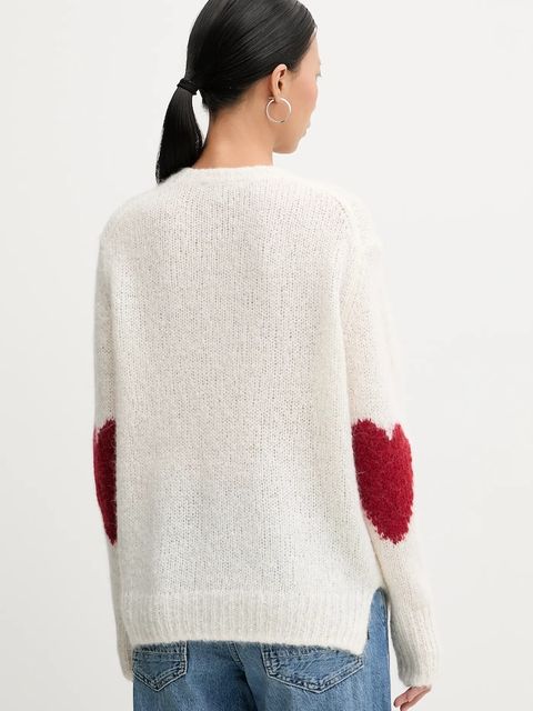 AllSaints sweter z dodatkiem wełny LUVHEART damski kolor biały ciepły W078KC