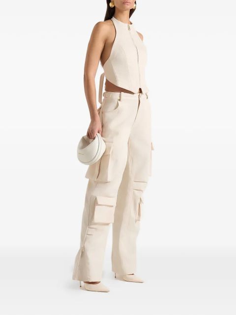 Manière De Voir Claudette halter backless top - Neutrals