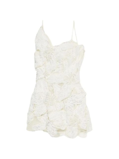 Blumarine butterfly-embroidered mini dress - Neutrals - zdjęcie produktu nr 1