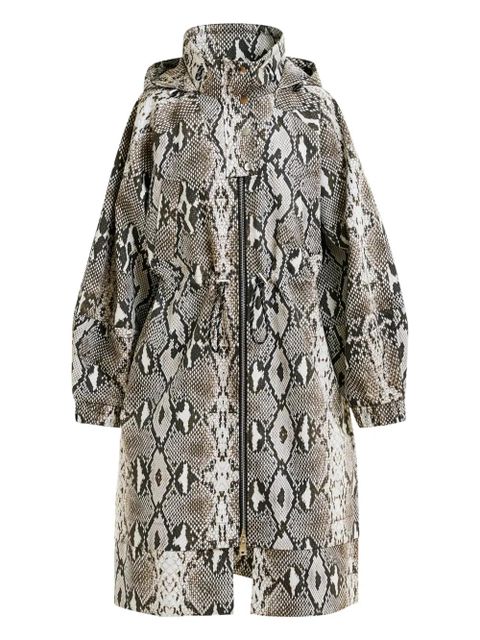 Essentiel Antwerp snakeskin-effect balloon-sleeve trench coat - Green - zdjęcie produktu nr 1