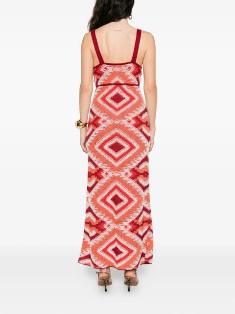 Johanna Ortiz Vintage Affair geometric-pattern midi dress - Red