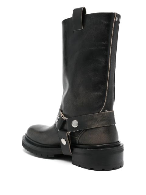 Golden Goose leather biker boots - Black
