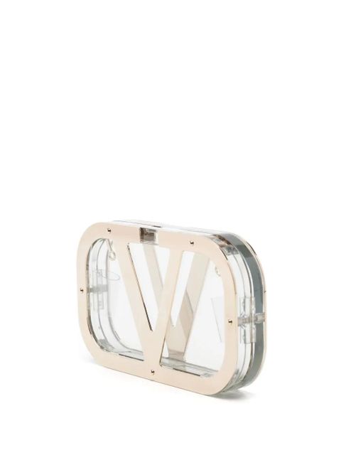 Valentino Garavani logo-plaque clear clutch - Metallic