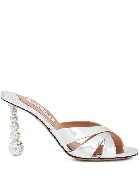 Aquazzura Yes Baby crystal-embellished heeled sandals - Silver - zdjęcie produktu nr 1