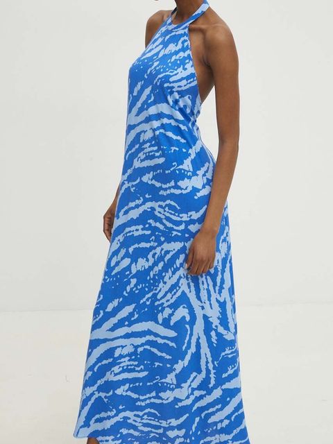 Answear.LAB sukienka kolor niebieski maxi oversize