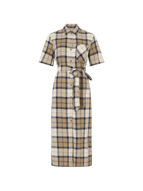 Barbour Fern tartan-print midi dress - Neutrals - zdjęcie produktu nr 1