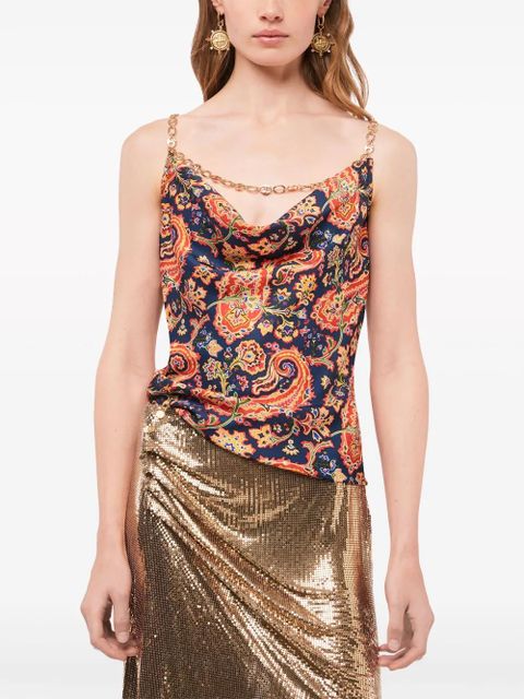 Rabanne paisley-print chain-detail tank top - Blue