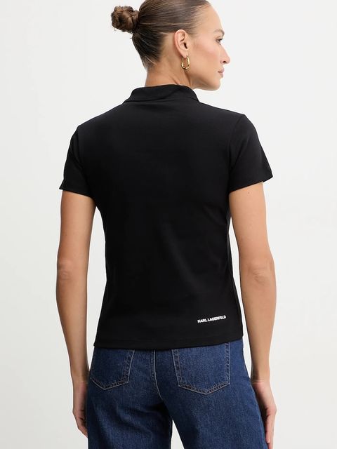 Karl Lagerfeld polo bawełniane IKON damski kolor czarny B1W17035 - zdjęcie produktu nr 2