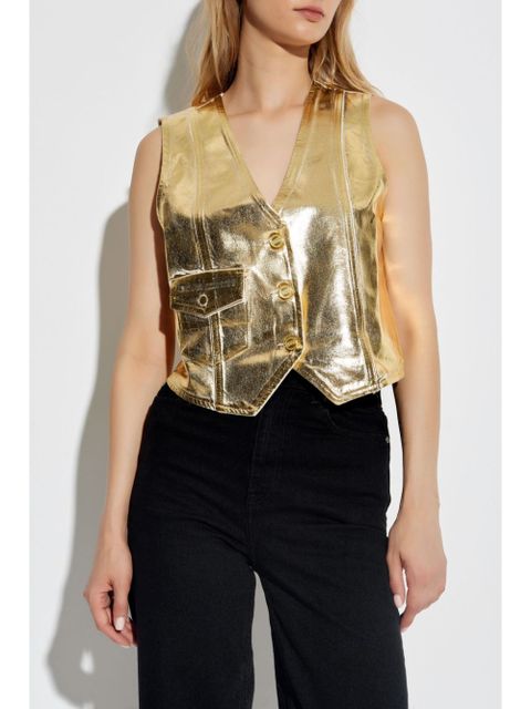 GANNI metallic organic cotton vest - Gold