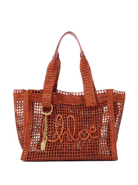 Chloé Summer Banana raffia east-west tote bag - Brown - zdjęcie produktu nr 1