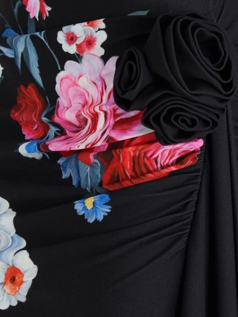 Magda Butrym one-shoulder floral-print mini dress - Black