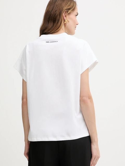 Karl Lagerfeld t-shirt bawełniany IKON AQUARELLE damski kolor biały A2W17115