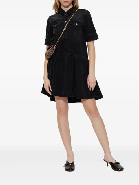 GANNI short-sleeved denim dress - Black