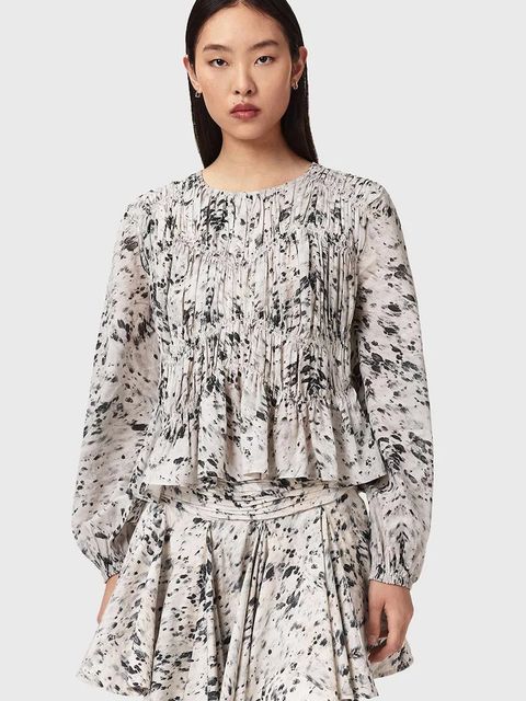 AllSaints bluzka z falbanką damska z wiskozą MELANI - zdjęcie produktu nr 2