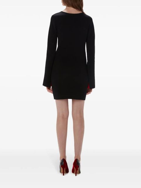 JW Anderson contrast-cuff V-neck dress - Black - zdjęcie produktu nr 2