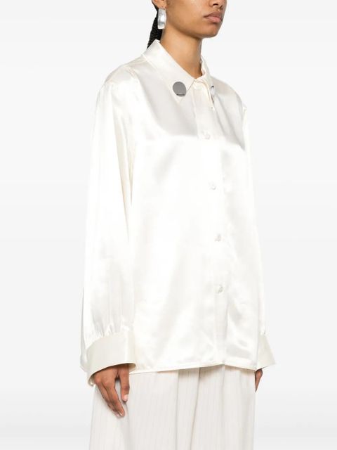 Jil Sander logo-appliqué drop-shoulder shirt - Neutrals