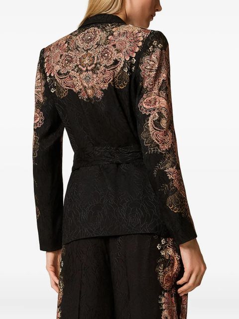 TWINSET paisley-print belted blazer - Black