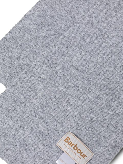 Barbour logo-plaque beanie hat and scarf set - Grey